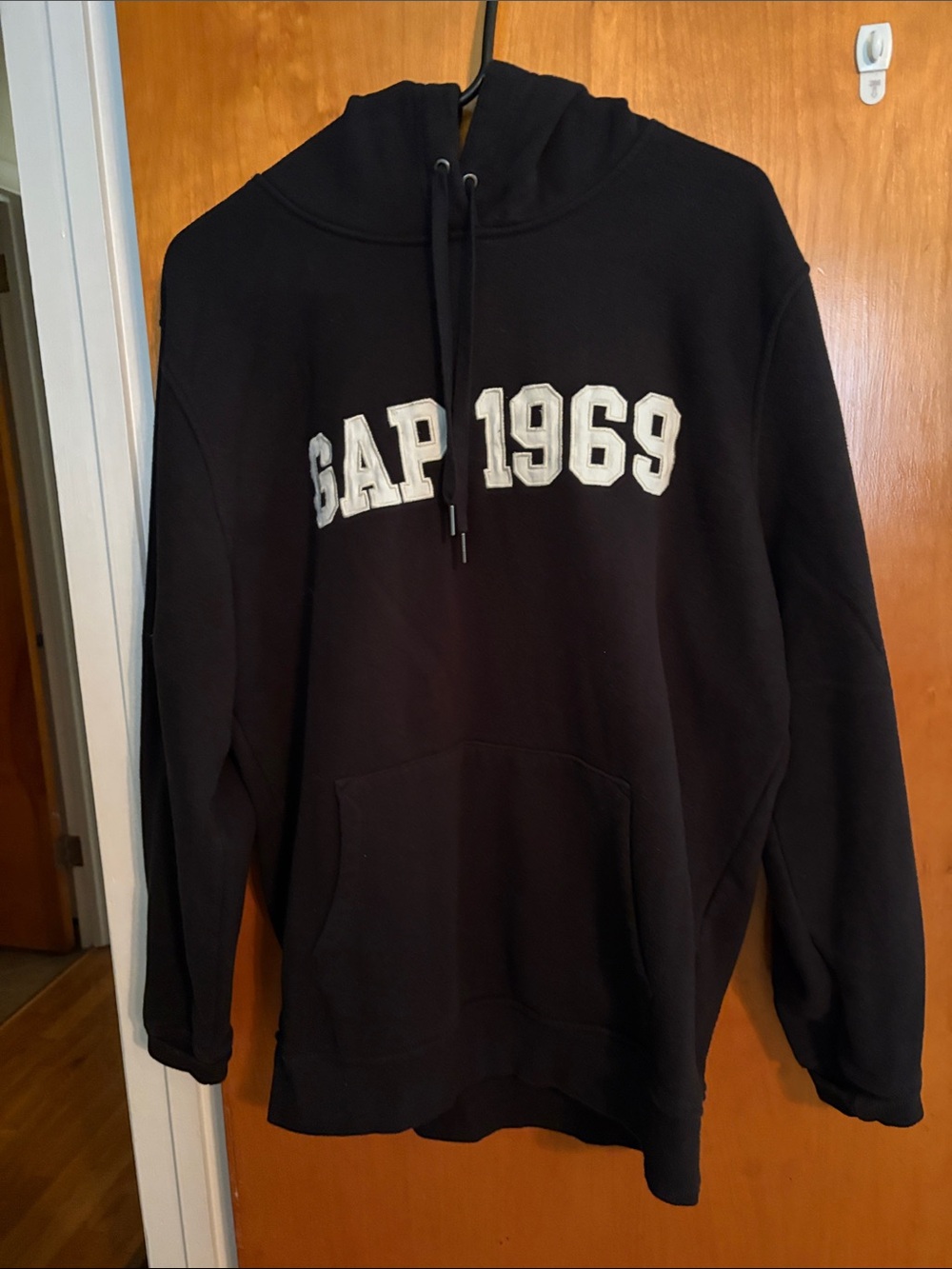 GAP Black Pullover Hoodie with White GAP 1969 Logo